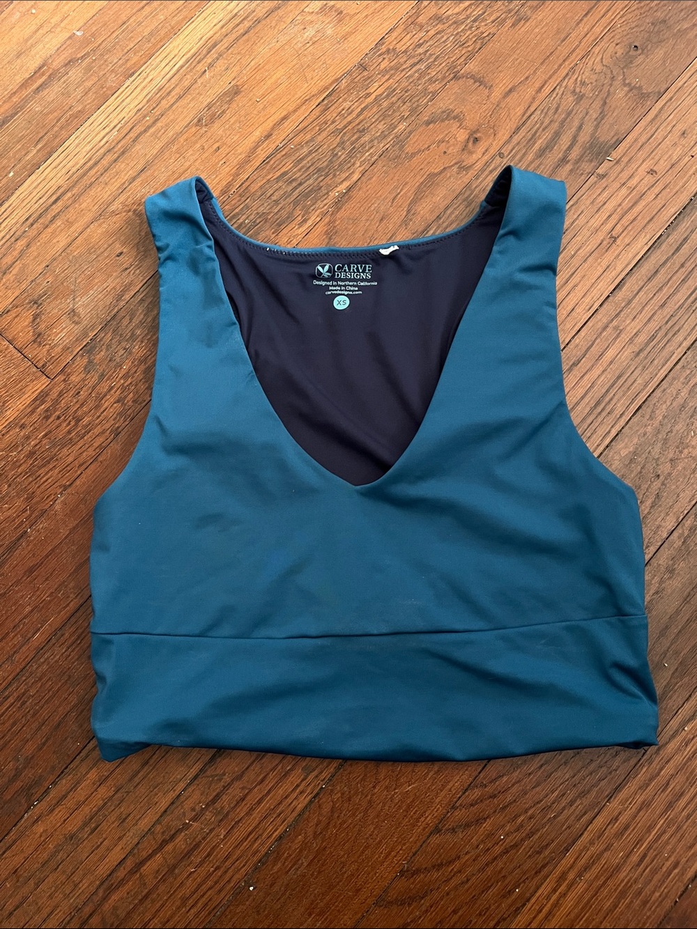Carve Designs Teal V-Neck Sports Bra
